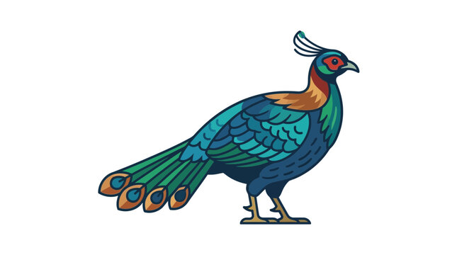 Exotic Himalayan Monal Pheasant Bird, Vibrant Colors, Vector Illustration