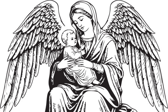 Virgin Mary holding baby Jesus Christ.
