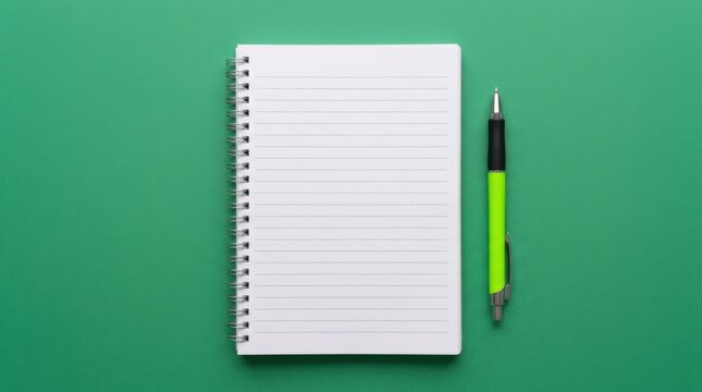 Notebook and pencil on blank notebook page for writing notes and reminders