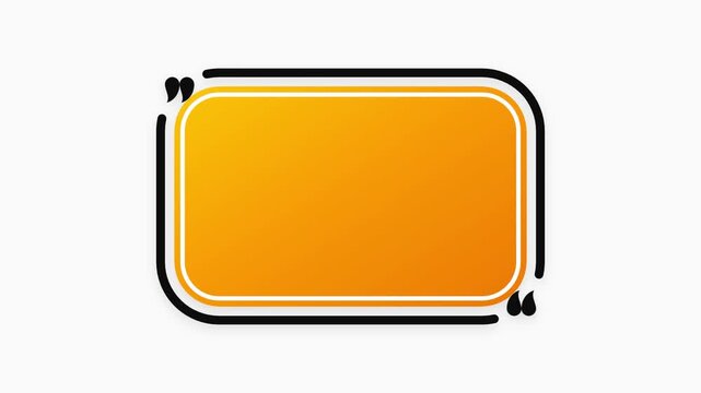 Minimalist orange quote text box template with animated black border and quotation marks on a clean white background
