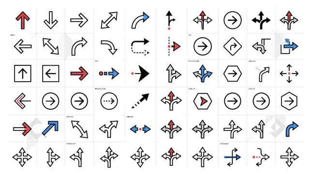 Collection of Various Directional Arrows and Navigation Icons