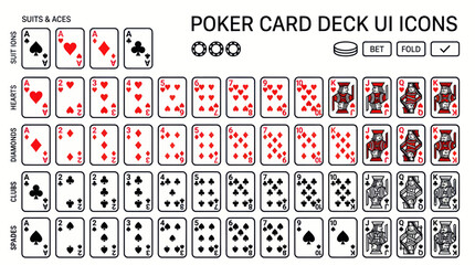 Poker Card Deck UI Icons Set - Full Deck and Game Elements © Herukloro