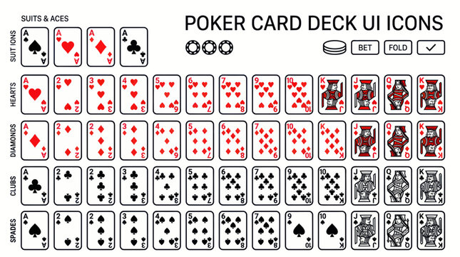 Poker Card Deck UI Icons Set - Full Deck and Game Elements