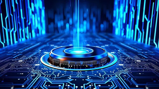 Digital technology future circuit board circle scene background