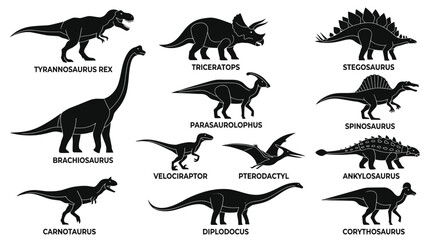 Collection of Dinosaur Silhouettes - Prehistoric Creatures © ijo
