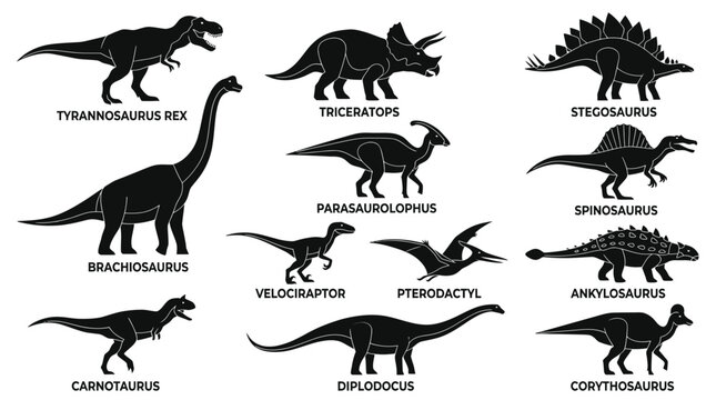 Collection of Dinosaur Silhouettes - Prehistoric Creatures