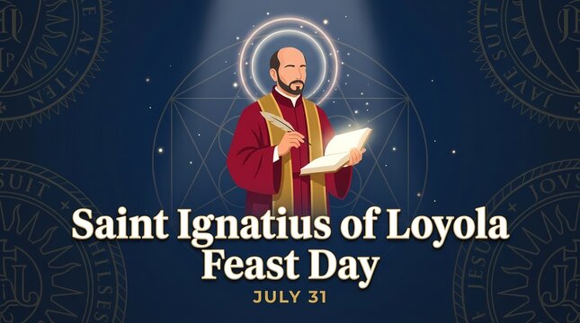 Saint ignatius of loyola feast day july 31 illustration