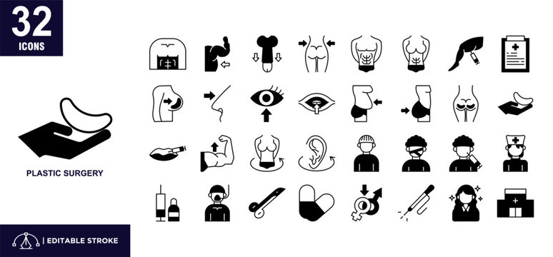  Plastic surgery mixed icon Set