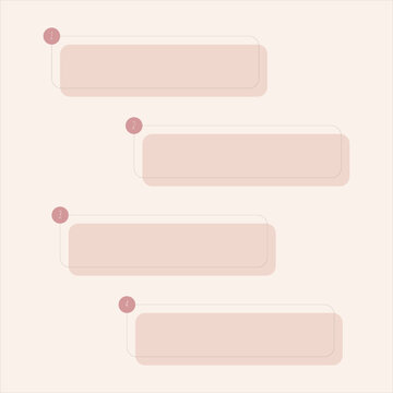 Minimalist infographic step banner template on a dusty rose-pink background, 4-step sequence blank checklist, numbered blocks layout for presentations, workflows, and social media templates.