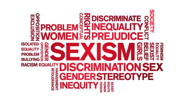 Sexism animated word cloud-text design animation tag kinetic typography seamless loop.