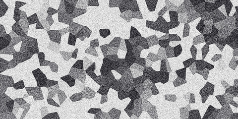 Geometric monochrome abstract pattern with irregular polygonal shapes and a grainy texture creating a modern mosaic-like background for graphic design and digital art © Jobless 