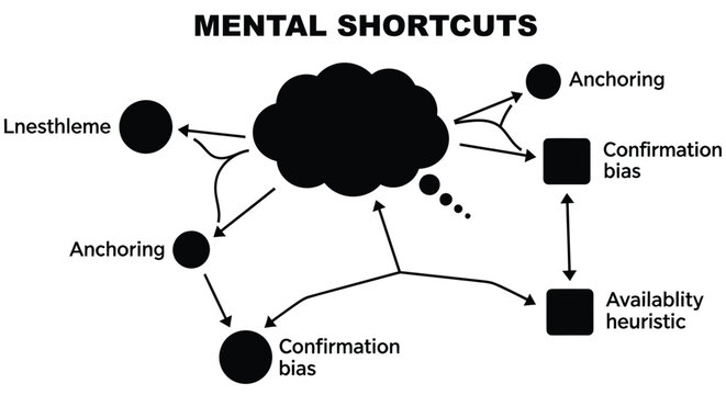 Diagram illustrating mental shortcuts biases and cognitive processes
