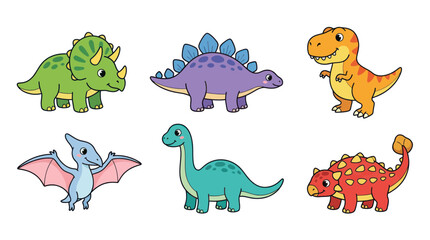 Cute cartoon dinosaurs collection, perfect for kids' designs © ijo