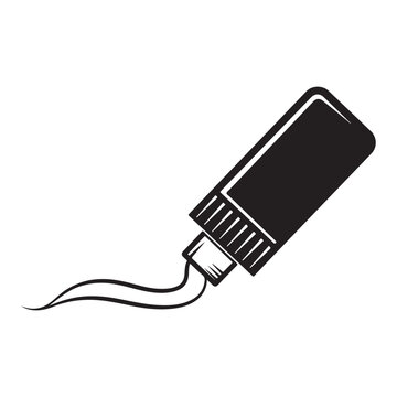 Squeezed tube vector icon with liquid paste for adhesive glue cosmetic cream or toothpaste application