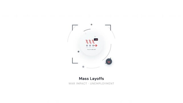 Mass Layoffs Animation &mdash; Corporate Downsizing Job Loss Unemployment Economy 4K