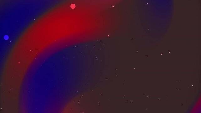 Abstract motion background featuring smooth dark blue and red gradient waves with glowing star particles.
