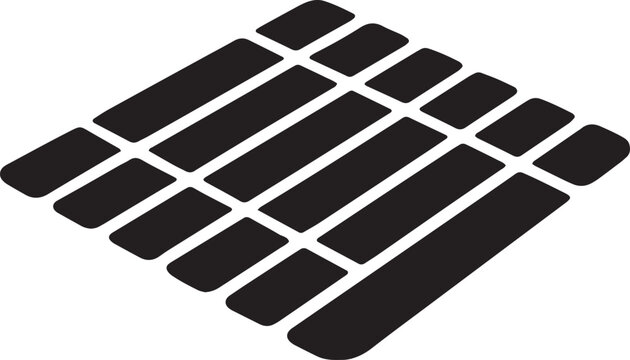 Abstract geometric pattern with parallel rectangular shapes and gaps on black background clean