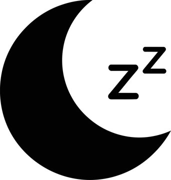 Sleeping Moon Symbol Black White.