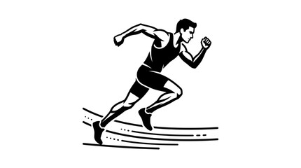 Obraz premium Athlete Running Fast on Track, Sprinting Silhouette, Dynamic Motion