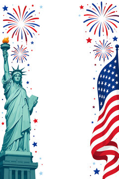 4th of july celebration with statue of liberty
