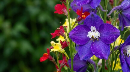 Obraz premium Vibrant Close-up of Colorful Flowers Showcasing Natures Beauty and Delicate Petals.