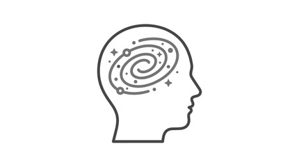 Minimalist human head profile with spiral galaxy inside. © AMRI