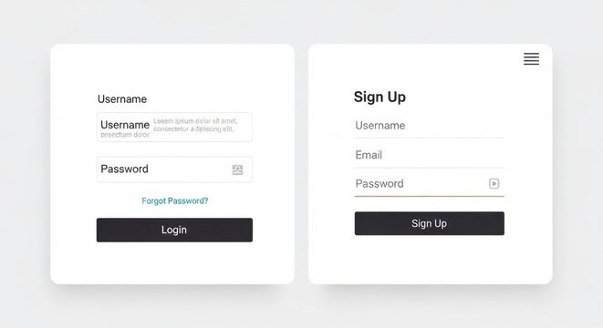 Login and sign up form interface.
