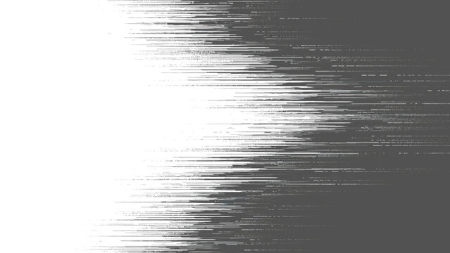 abstract digital glitch texture with horizontal streaks transitioning from white to gray resembling data distortion or noise effect
