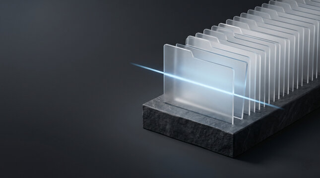 Minimalist 3D semantic context retrieval and RAG AI memory orchestration illustration for enterprise SaaS tech landing page hero background