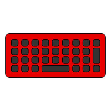 Red computer keyboard icon flat design illustration isolated transparent background bold line simple