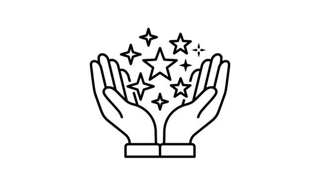 Open hands cupping a group of bright sparkling stars.