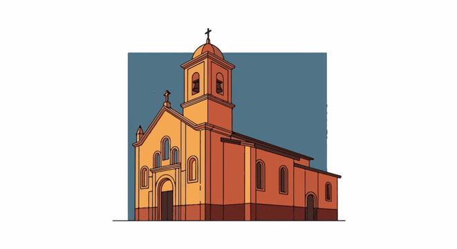 Ornate church building with arched windows, bells, and cross on a domed tower