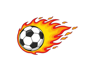 Fototapeta premium Soccer ball on fire with dynamic flames and vibrant colors a concept for sport passion and energetic games