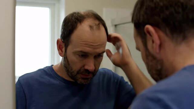 薄毛の悩みを抱える中年男性（頭皮環境・コンプレックス・AGA治療）