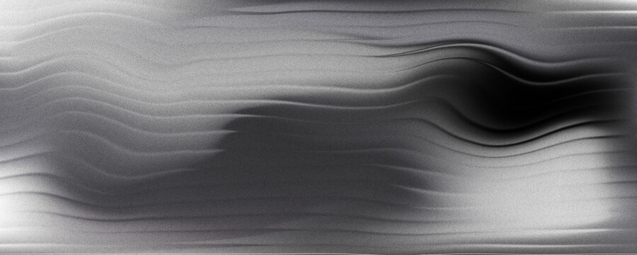 Dark silver abstract background in the dark glowing with stripes effect. Wavy striped glass refraction.