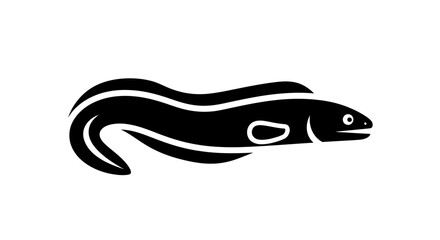 Obraz premium Black Eel Silhouette on White Background