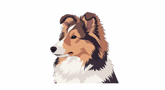 Pixelated portrait of a fluffy dog looking to the left