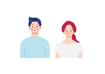 Obraz premium 若い男女のイラスト