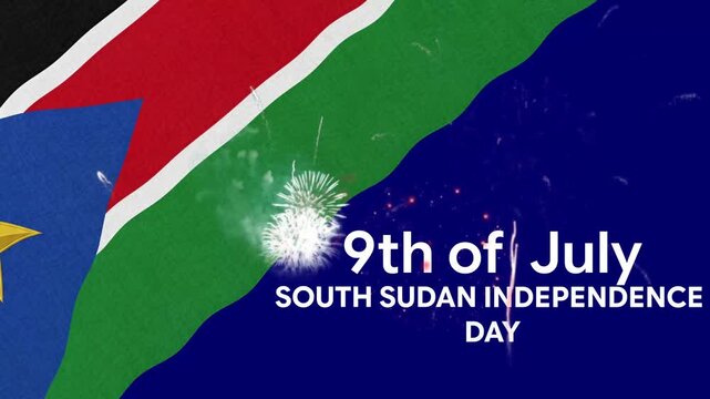 South Sudan Independence Day 2026 | 9th of July Celebration Banner Animation | National Flag & Fireworks Motion Background