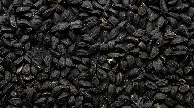Black cumin seeds texture background featuring a dense pile of raw nigella sativa grains with natural dark matte surfaces for culinary or healthy nutrition use
