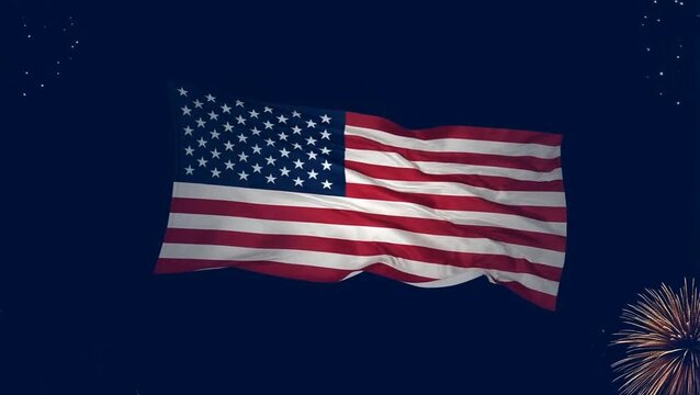 America celebrates independence on 4th July with fireworks and flags waving freely