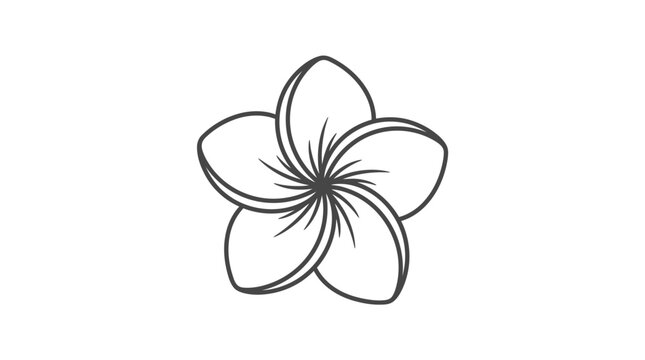 Simple line art drawing of a single plumeria flower.