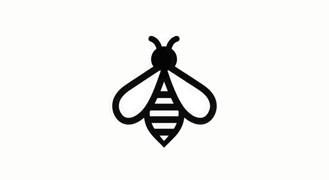 Simple Black Bee Logo Illustration Design.
