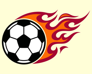 Fototapeta premium Soccer ball with flames speed motion graphics