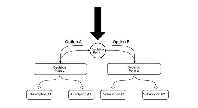 Decision tree showing options and decision points.