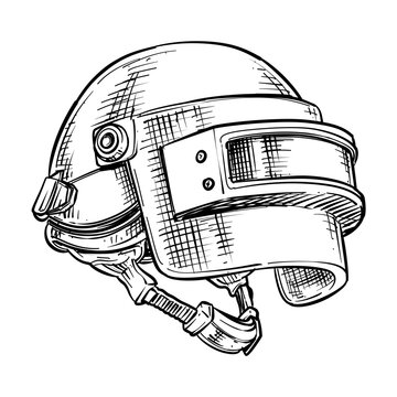 pubg helmet vector line art hand drawn illustration