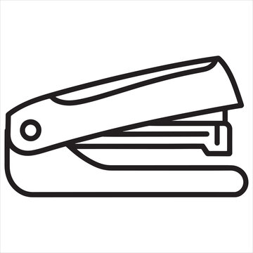 Classic stapler with open jaw in minimalist line art style