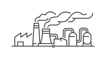 Naklejka premium Large industrial manufacturing plant complex line art icon.