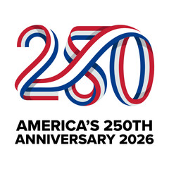 Obraz premium America 250th Anniversary Celebration Ribbon Design Patriotic Freedom Vintage Scroll Graphic for 2026
