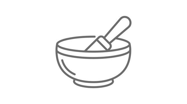 Line art icon of a mortar and pestle bowl.